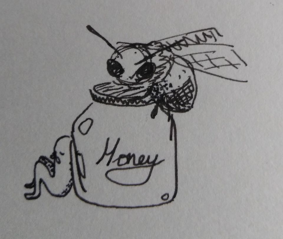 Bee on a honey pot